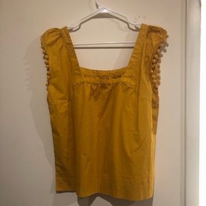 NWT J crew Yellow Pom Pom loose fit shirt sz 14